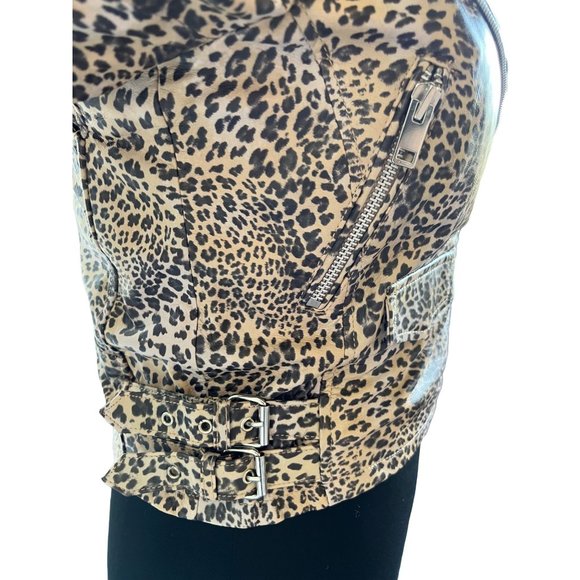 Walter Baker francis leather moto jacket leopard print NWOT size large - Picture 4 of 8
